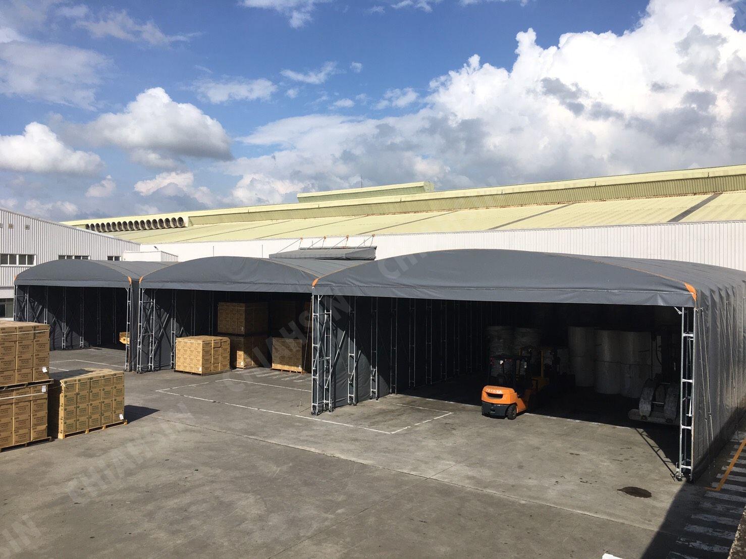 ·多向移動式伸縮帆布倉庫· ⟗ 永豐餘清水廠- 佳新帆布