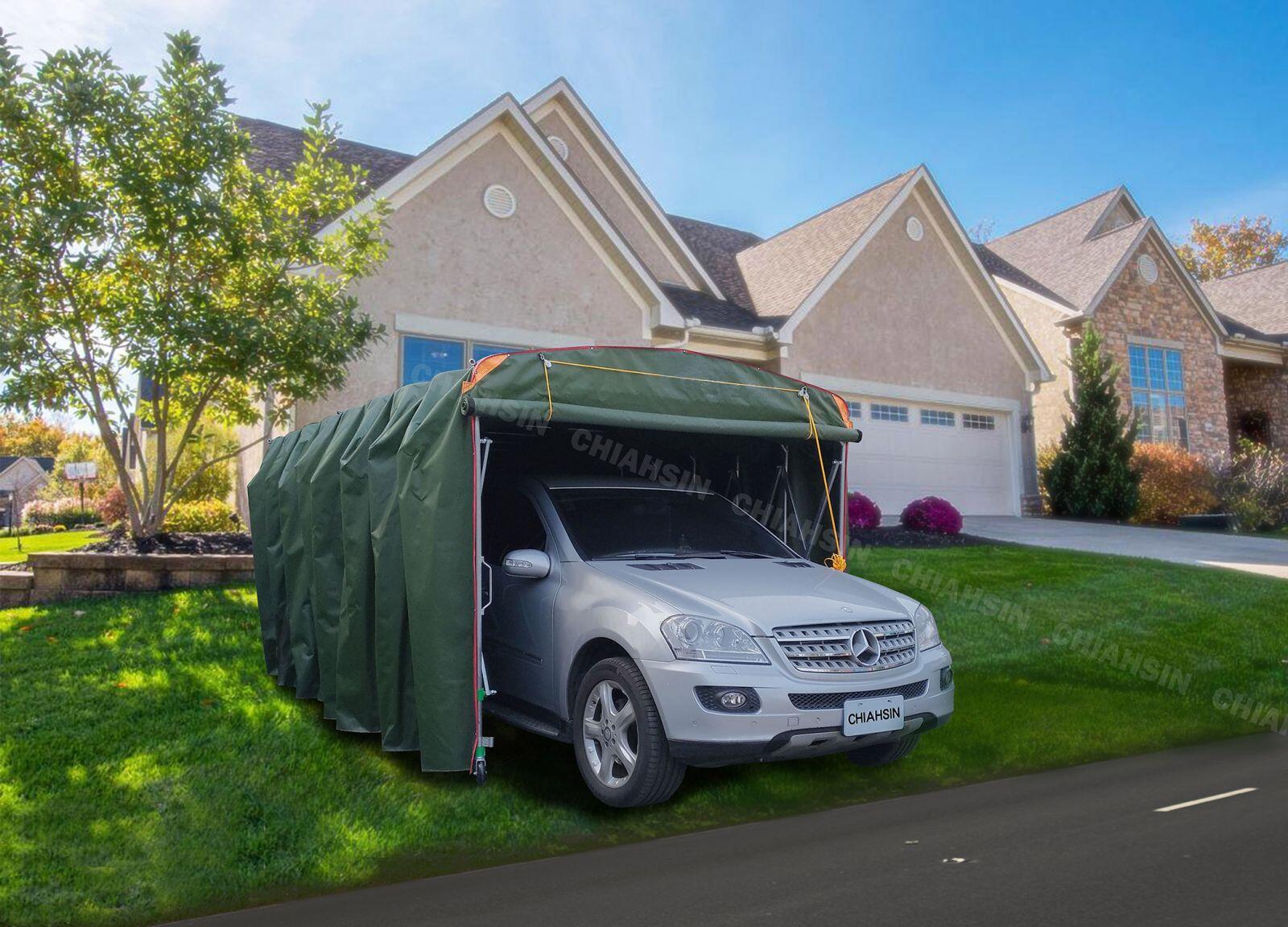 伸縮式-帆布車庫-加強骨架車庫